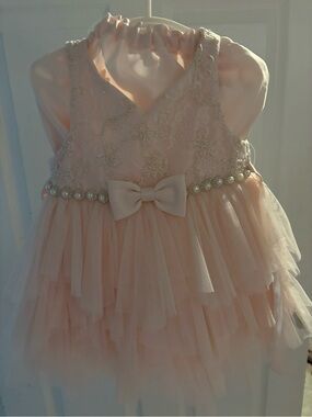 T.J.Maxx Blush Pink Lace & Tulle Party Dress with Pearl Trim